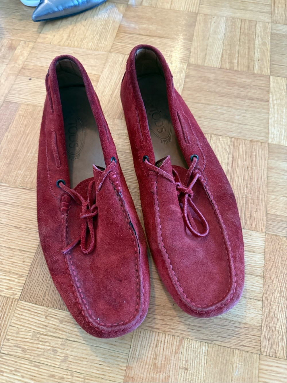 Tod's Men's Burgundy Suede Driving Loafers